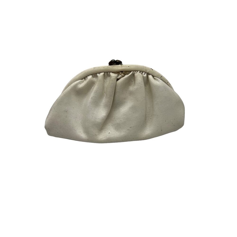 VINTAGE Purse Clutch White Soft 9" x 5" Padded 1950s
